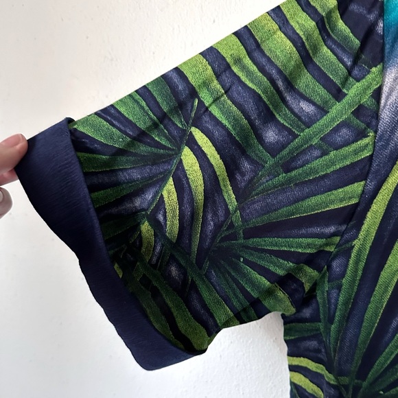 Vintage City Girl Nancy Bolen Palm Leaf Print Shirt Top Size 8 Rayon - Picture 6 of 8